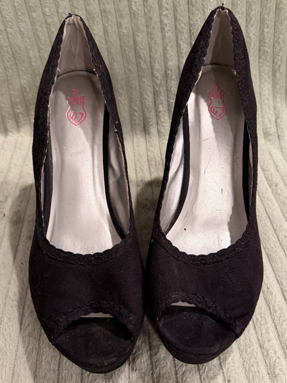 Torrid Black Peep Toe Wedge Heels Pumps Size 11W Wide